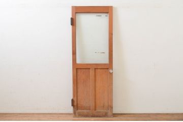 アンティーク建具　ナチュラルな風合いが温かみを感じるガラスドア1枚(木製扉)(R-068737)