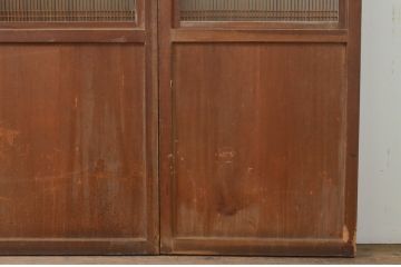 アンティーク建具　格子入り　風情のある佇まいが魅力的な幅狭ガラス帯戸4枚セット(引き戸、格子帯戸)(R-068738)