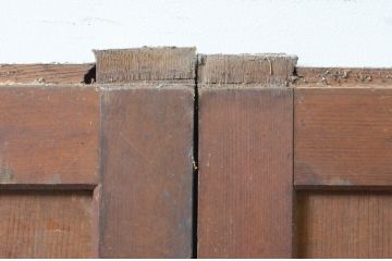 アンティーク建具　格子入り　風情のある佇まいが魅力的な幅狭ガラス帯戸4枚セット(引き戸、格子帯戸)(R-068738)