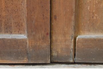 アンティーク建具　格子入り　風情のある佇まいが魅力的な幅狭ガラス帯戸4枚セット(引き戸、格子帯戸)(R-068738)