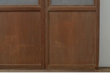 アンティーク建具　格子入り　風情のある佇まいが魅力的な幅狭ガラス帯戸4枚セット(引き戸、格子帯戸)(R-068738)