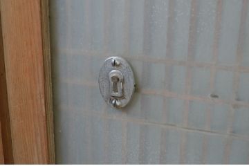 アンティーク建具　格子入り　風情のある佇まいが魅力的な幅狭ガラス帯戸4枚セット(引き戸、格子帯戸)(R-068738)