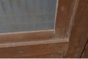 アンティーク建具　格子入り　風情のある佇まいが魅力的な幅狭ガラス帯戸4枚セット(引き戸、格子帯戸)(R-068738)