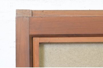 アンティーク建具　腰板欅(ケヤキ)材　どこか懐かしい雰囲気の裏障子付き格子戸2枚セット(引き戸、障子戸、ガラス帯戸)(R-068740)
