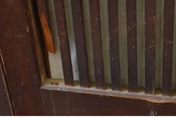 アンティーク建具　風情のある佇まいが魅力的な裏障子付き幅狭格子戸3枚セット(引き戸、障子戸)(R-068741)