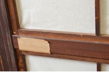 アンティーク建具　風情のある佇まいが魅力的な裏障子付き幅狭格子戸3枚セット(引き戸、障子戸)(R-068741)