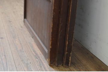 アンティーク建具　風情のある佇まいが魅力的な裏障子付き幅狭格子戸3枚セット(引き戸、障子戸)(R-068741)