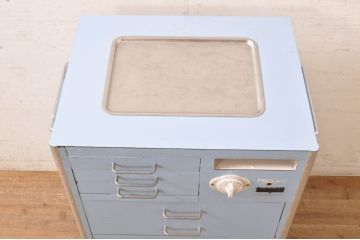 和製アンティーク　レトロなデザインがおしゃれなデンタルキャビネット(サイドキャビネット、サイドテーブル、ケビント、収納棚、戸棚、引き出し)(R-068743)