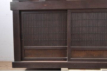 和製アンティーク　昇り引き出し付き　六尺　凛とした美しさが上品な和を演出してくれる二段重ね近江水屋箪笥(食器棚、戸棚、収納棚、キャビネット、重ね箪笥)(R-068766)