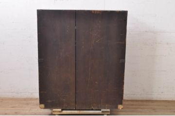 和製アンティーク　明治期　ヒノキ材の濃い木味が奥深い関西帳場箪笥(時代箪笥、収納箪笥、収納棚、整理タンス、引き出し)(R-068772)