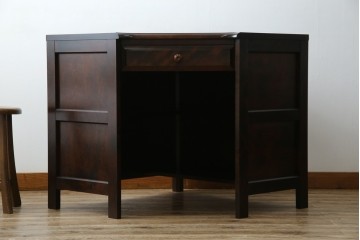中古　美品　北海道民芸家具　こだわりのお部屋づくりにおすすめなコーナーデスク　(R-068777)