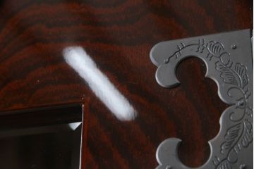 中古　美品　高級品　木地呂塗りの艶が美しい仙台箪笥キュリオケース(ガラスケース、キャビネット、ショーケース、飾り棚、陳列棚、店舗什器)(R-068783)