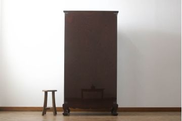 中古　美品　高級品　木地呂塗りの艶が美しい仙台箪笥キュリオケース(ガラスケース、キャビネット、ショーケース、飾り棚、陳列棚、店舗什器)(R-068783)