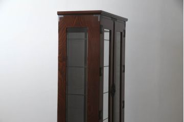 中古　美品　高級品　木地呂塗りの艶が美しい仙台箪笥キュリオケース(ガラスケース、キャビネット、ショーケース、飾り棚、陳列棚、店舗什器)(R-068783)