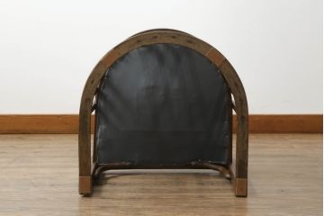 和製アンティーク　ナラ材　落ち着いた色合いと曲げ木のデザインが美しいアームチェア(ダイニングチェア、椅子、イス)(R-068796)