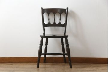 中古　松本民芸家具　#49型A　背もたれの美しいデザインが印象的なワイコムチェア(板座チェア、ダイニングチェア、椅子、イス)(定価約11万円)(R-068799)