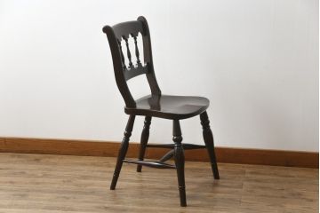 中古　松本民芸家具　#49型A　背もたれの美しいデザインが印象的なワイコムチェア(板座チェア、ダイニングチェア、椅子、イス)(定価約11万円)(R-068799)
