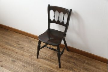 中古　松本民芸家具　#49型A　背もたれの美しいデザインが印象的なワイコムチェア(板座チェア、ダイニングチェア、椅子、イス)(定価約11万円)(R-068799)