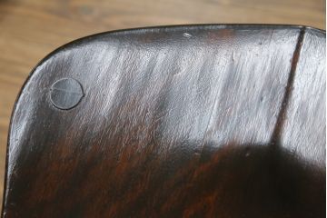 中古　松本民芸家具　#49型A　背もたれの美しいデザインが印象的なワイコムチェア(板座チェア、ダイニングチェア、椅子、イス)(定価約11万円)(R-068799)