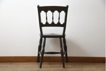 中古　松本民芸家具　#49型A　背もたれの美しいデザインが印象的なワイコムチェア(板座チェア、ダイニングチェア、椅子、イス)(定価約11万円)(R-068799)
