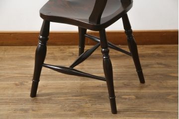 中古　松本民芸家具　#49型A　背もたれの美しいデザインが印象的なワイコムチェア(板座チェア、ダイニングチェア、椅子、イス)(定価約11万円)(R-068799)