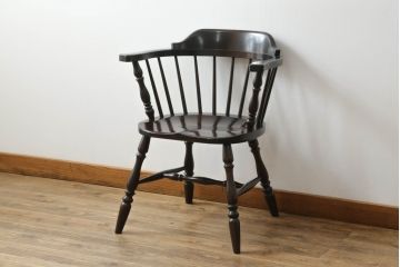 中古　松本民芸家具　#91型　落ち着きのある大人カフェ風インテリアが叶うキャプテンチェア(アームチェア、板座チェア、椅子、ダイニングチェア、イス)(定価約13万円)(R-068800)