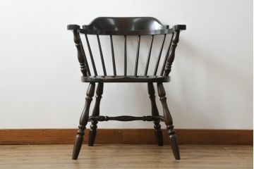 中古　松本民芸家具　#91型　落ち着きのある大人カフェ風インテリアが叶うキャプテンチェア(アームチェア、板座チェア、椅子、ダイニングチェア、イス)(定価約13万円)(R-068800)