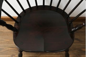 中古　松本民芸家具　#91型　落ち着きのある大人カフェ風インテリアが叶うキャプテンチェア(アームチェア、板座チェア、椅子、ダイニングチェア、イス)(定価約13万円)(R-068800)