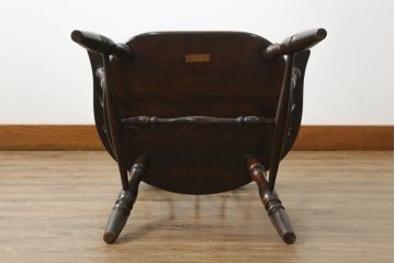 中古　松本民芸家具　#91型　落ち着きのある大人カフェ風インテリアが叶うキャプテンチェア(アームチェア、板座チェア、椅子、ダイニングチェア、イス)(定価約13万円)(R-068800)