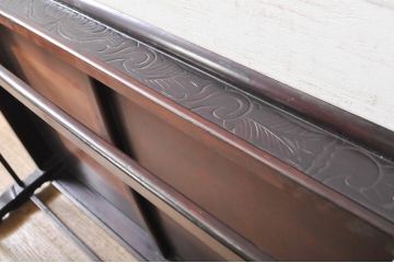 和製アンティーク　溜塗り　凝ったデザインと彫刻が素敵な漆塗りの座卓(ローテーブル、センターテーブル、リビングテーブル)(R-068805)