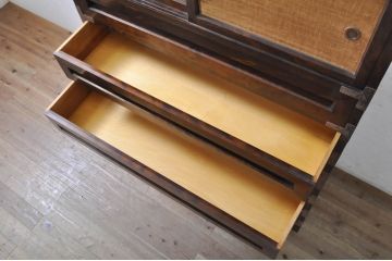 和製ビンテージ　松本民芸家具　高山デザイン　クズ布張りが素敵な和タンス(衣装箪笥、洋服タンス、収納たんす、チェスト、引き出し、ヴィンテージ)(R-068809)