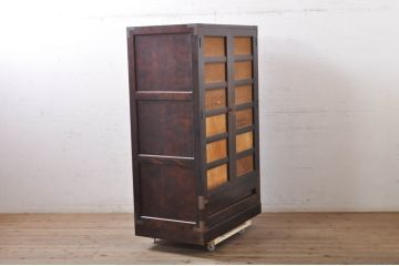 和製ビンテージ　松本民芸家具　高山デザイン　クズ布張りが素敵なワードローブ(衣装箪笥、洋服タンス、収納たんす、引き出し、ヴィンテージ)(R-068810)