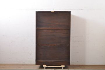 和製ビンテージ　松本民芸家具　高山デザイン　クズ布張りが素敵なワードローブ(衣装箪笥、洋服タンス、収納たんす、引き出し、ヴィンテージ)(R-068810)