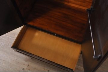 和製ビンテージ　松本民芸家具　高山デザイン　クズ布張りが素敵なワードローブ(衣装箪笥、洋服タンス、収納たんす、引き出し、ヴィンテージ)(R-068810)