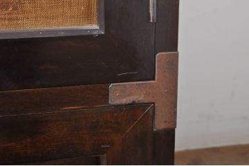 和製ビンテージ　松本民芸家具　高山デザイン　クズ布張りが素敵なワードローブ(衣装箪笥、洋服タンス、収納たんす、引き出し、ヴィンテージ)(R-068810)