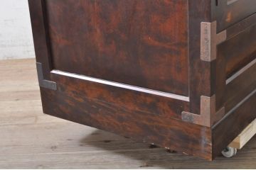和製ビンテージ　松本民芸家具　高山デザイン　クズ布張りが素敵なワードローブ(衣装箪笥、洋服タンス、収納たんす、引き出し、ヴィンテージ)(R-068810)