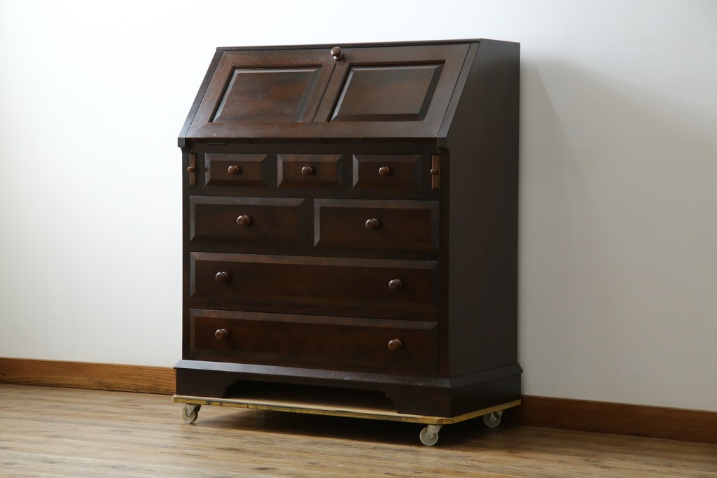 中古　松本民芸家具　T型　シックで上品な佇まいが魅力のライティングビューロー　定価約37万円　(R-068813)