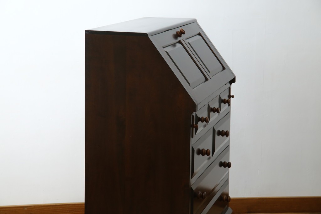 中古　松本民芸家具　T型　シックで上品な佇まいが魅力のライティングビューロー　定価約37万円　(R-068813)