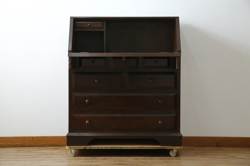 中古　松本民芸家具　T型　シックで上品な佇まいが魅力のライティングビューロー　定価約37万円　(R-068813)