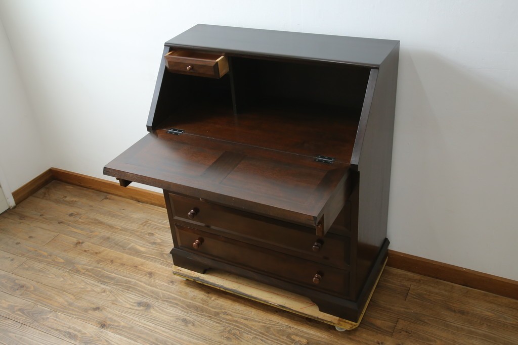 中古　松本民芸家具　T型　シックで上品な佇まいが魅力のライティングビューロー　定価約37万円　(R-068813)