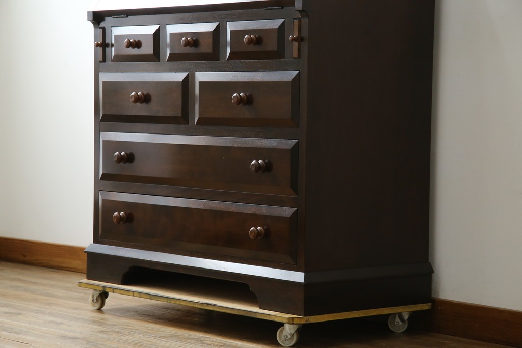 中古　松本民芸家具　T型　シックで上品な佇まいが魅力のライティングビューロー　定価約37万円　(R-068813)