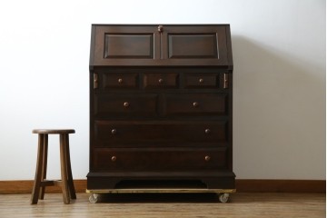 中古　松本民芸家具　T型　シックで上品な佇まいが魅力のライティングビューロー　定価約37万円　(R-068813)