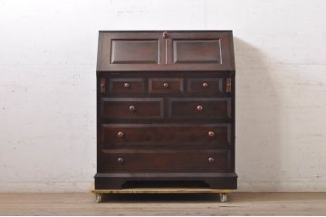 中古　松本民芸家具　T型　シックで上品な佇まいが魅力のライティングビューロー(定価約37万円)(ワークデスク、簿記机、在宅用、在宅ワーク用、収納棚、戸棚)(R-068813)