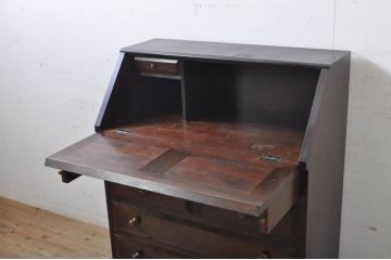 中古　松本民芸家具　T型　シックで上品な佇まいが魅力のライティングビューロー(定価約37万円)(ワークデスク、簿記机、在宅用、在宅ワーク用、収納棚、戸棚)(R-068813)