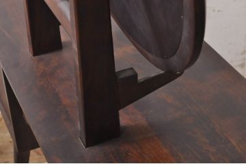 中古　松本民芸家具　丸型一面鏡　西洋アンティークのようなデザインが魅力的なドレッサー(鏡台、ミラー、化粧台)(R-068814)