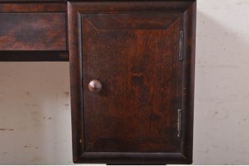 中古　松本民芸家具　丸型一面鏡　西洋アンティークのようなデザインが魅力的なドレッサー(鏡台、ミラー、化粧台)(R-068814)