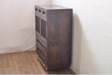 和製ビンテージ　松本民芸家具風　高山デザイン　落ち着いた品のある佇まいが魅力のモダンな和タンス(収納箪笥、着物箪笥、洋服タンス、衣装たんす、引き出し、チェスト)(R-068815)