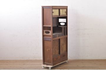 和製アンティーク　工芸家具　趣のある和の空間を演出する上品な造りの茶棚(茶箪笥、収納棚)(R-068816)