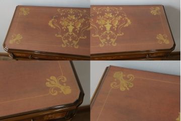 中古　イタリア家具　上品な佇まいが目を引く象嵌入りキャビネット(キュリオケース、ガラスケース、飾り棚、収納棚、戸棚)(R-068818)