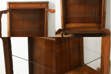 中古　イタリア家具　上品な佇まいが目を引く象嵌入りキャビネット(キュリオケース、ガラスケース、飾り棚、収納棚、戸棚)(R-068819)